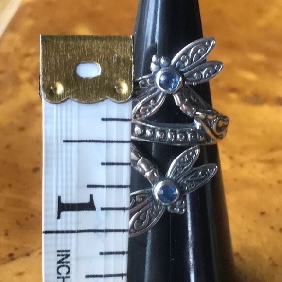 Natural Blue Sapphire Sterling Silver Dragonfly Ring Size 5 - Picture 5 of 7